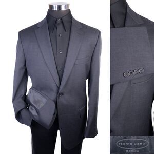 PRONTO UOMO Sport Coat Blazer Sz 44R Gray Wool Blend Casual Suit Jacket EUC